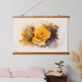 Watercolor Enkele Gele Roos Hangend Wandkleed