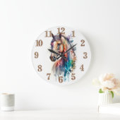 Watercolor Equestrian Horse Head Clock Grote Klok (Huis)