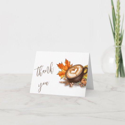 Watercolor Espresso Liefde Brouwt Bruidsfeest Bedankkaart (Voorkant)