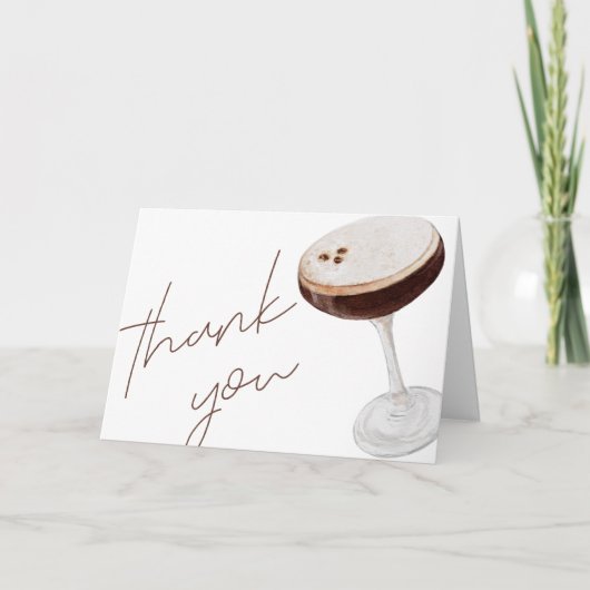 Watercolor Espresso Martini Bruidsdiner Bedankkaart (Voorkant)