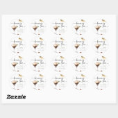 Watercolor Espresso Martini Bruidsdiner Ronde Sticker (Vel)