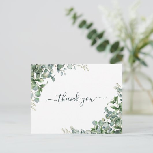Watercolor Eucalyptus Baby Shower Bedankje Briefkaart (Staand voorkant)