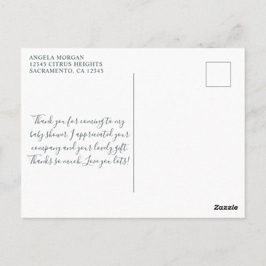 Watercolor Eucalyptus Baby Shower Bedankje Briefkaart (Achterkant)