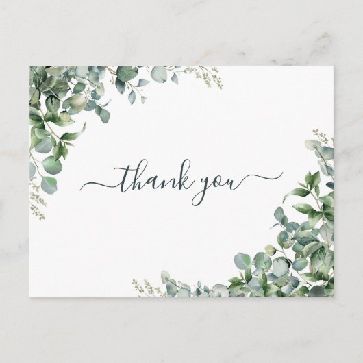 Watercolor Eucalyptus Baby Shower Bedankje Briefkaart (Voorkant)