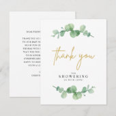 Watercolor Eucalyptus Baby Shower Bedankkaart (Voorkant / Achterkant)