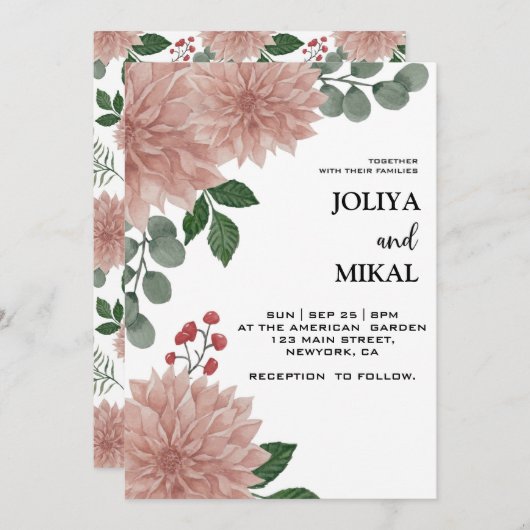 Watercolor Eucalyptus Bloemen Bruiloftsinvitaties Save The Date (Voorkant / Achterkant)