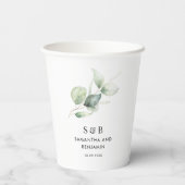 Watercolor Eucalyptus Botanische Trouwdag Papieren Bekers (Achterkant)