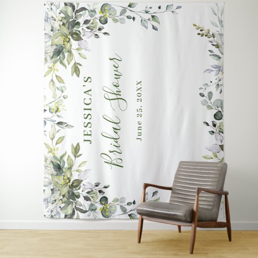 Watercolor Eucalyptus Bruidsfeest Backdrop Wandkleed (In situ)