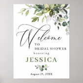 Watercolor Eucalyptus Bruidsfeest Borrel Welcome B Poster (Voorkant)