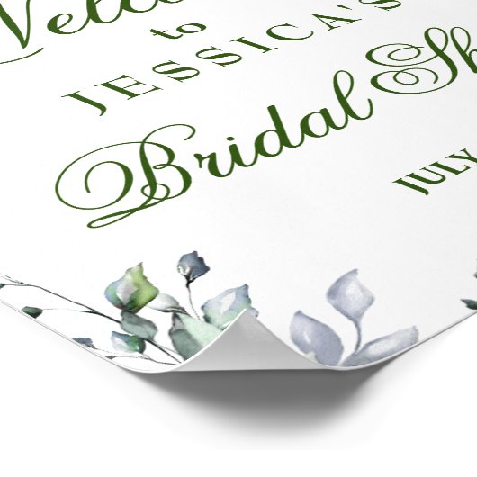 Watercolor Eucalyptus Bruidsfeest Welkomstbord Poster (Hoek)