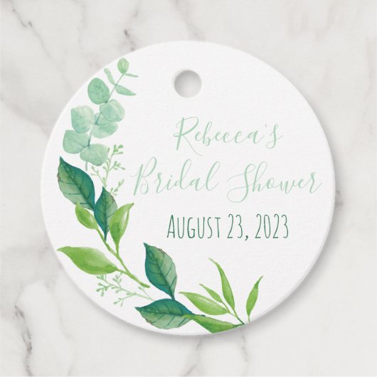 Watercolor Eucalyptus Bruiloft Favorenlabels Bedankjes Labels (Voorkant)