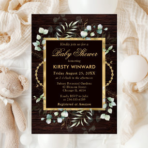 Watercolor Eucalyptus en Groene Babyborrel Kaart