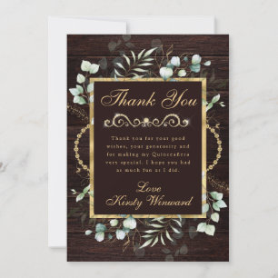 Watercolor Eucalyptus en Groene Quinceanera Bedankkaart