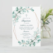 Watercolor Eucalyptus Frame Elegante Doop  Kaart (Staand voorkant)