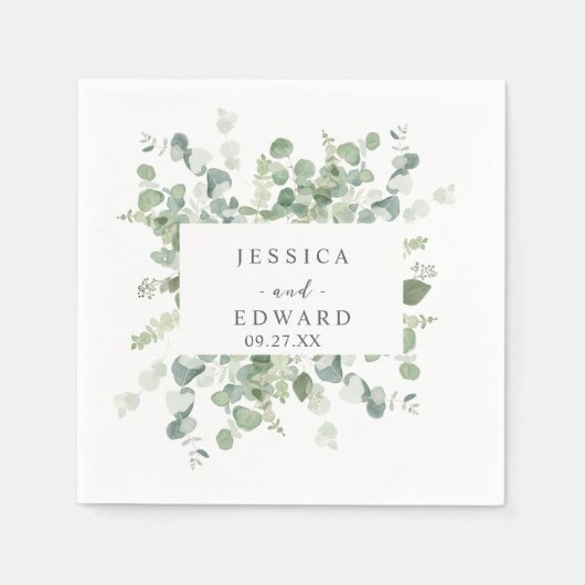 watercolor eucalyptus frame servet (Voorkant)