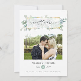 Watercolor Eucalyptus Geometrische Huwelijk Save The Date