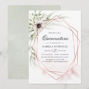 Watercolor Eucalyptus Geometrische Quinceañera Kaart