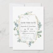 Watercolor Eucalyptus Geometrische Trouw Save The Save The Date (Voorkant)