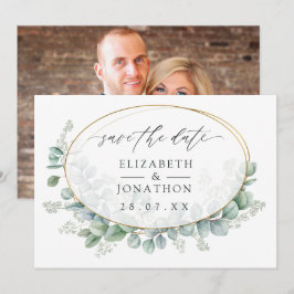Watercolor Eucalyptus Geometrische Trouwdag Save The Date