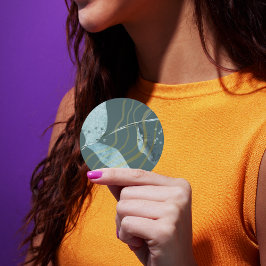 Watercolor Eucalyptus, Gouden Golven | Moderne Tro Ronde Sticker