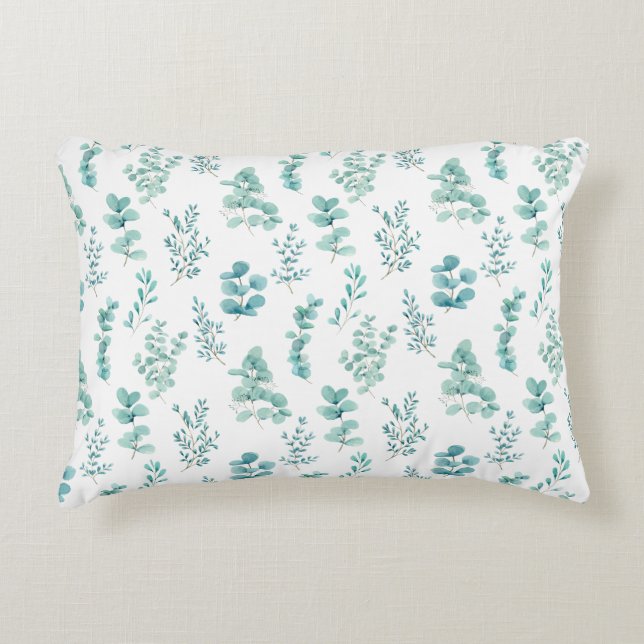 Watercolor Eucalyptus Greenery Accent Pillow Kussen (Voorkant)