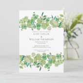 Watercolor Eucalyptus Greenery Engagement Party Kaart (Staand voorkant)
