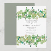 Watercolor Eucalyptus Greenery Engagement Party Kaart (Voorkant / Achterkant)