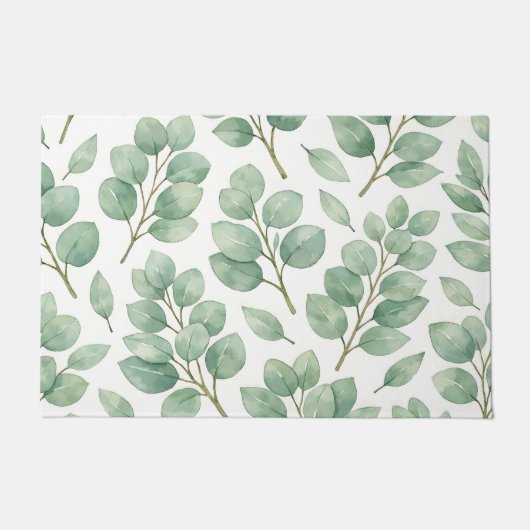Watercolor Eucalyptus Greenery Pattern Deurmat (Voorkant)