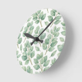 Watercolor Eucalyptus Greenery Pattern Ronde Klok (Hoek)