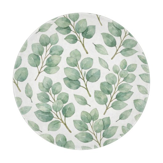 Watercolor Eucalyptus Greenery Pattern Snijplank (Voorkant)