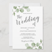 Watercolor Eucalyptus Greenery Wedding Kaart (Voorkant)