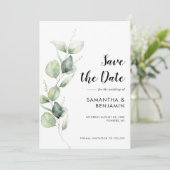 Watercolor Eucalyptus Greenery Wedding Save The Date (Staand voorkant)