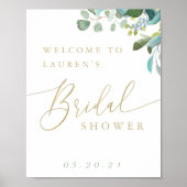 Watercolor Eucalyptus Groen Bruidsfeest Poster (Voorkant)