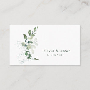 Watercolor Eucalyptus Groen Life Coach Design Visitekaartje