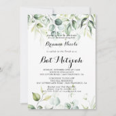 Watercolor Eucalyptus Groene Bat Mitzvah Kaart (Voorkant)