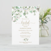 Watercolor Eucalyptus Groene Bruidsbrunch Kaart (Staand voorkant)