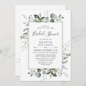 Watercolor Eucalyptus Groene Bruiloft Feest Kaart (Voorkant / Achterkant)