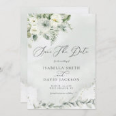 Watercolor Eucalyptus Groene Gebladerte Botanisch Save The Date (Voorkant / Achterkant)