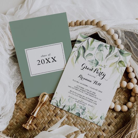 Watercolor Eucalyptus Groene Grad Feest Kaart