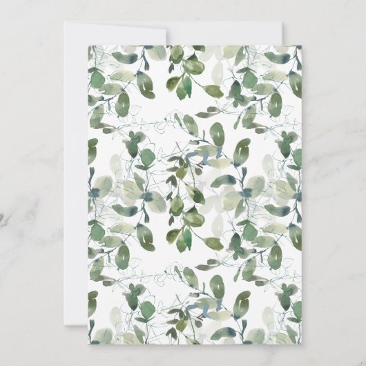 Watercolor Eucalyptus Groene Huwelijk Kaart (Achterkant)