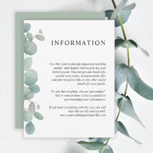 Watercolor Eucalyptus Groene Huwelijksdetails Kaart