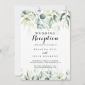 Watercolor Eucalyptus Groene Huwelijksreceptie  Kaart (Voorkant)