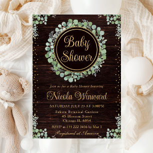 Watercolor Eucalyptus Groene Krans Baby Shower Kaart