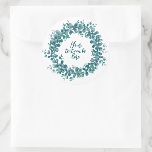 Watercolor eucalyptus groene krans ronde sticker (Tas)