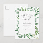 Watercolor Eucalyptus Groene Nieuwe Adreskaart Aankondigingskaart (Voorkant / Achterkant)