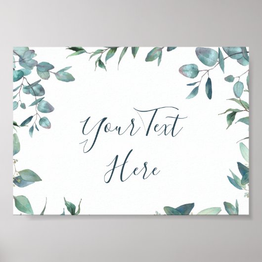 Watercolor Eucalyptus Groene Tekenposter Poster (Voorkant)