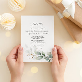 Watercolor Eucalyptus Groene Trouwdetails Informatiekaartje