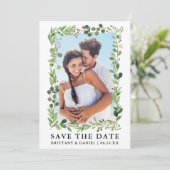 Watercolor Eucalyptus Groenery Save The Date Kaart (Staand voorkant)