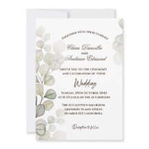 Watercolor Eucalyptus Huwelijksuitnodiging