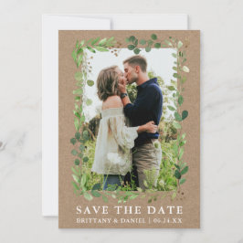Watercolor Eucalyptus Kraft Save The Date Kaart